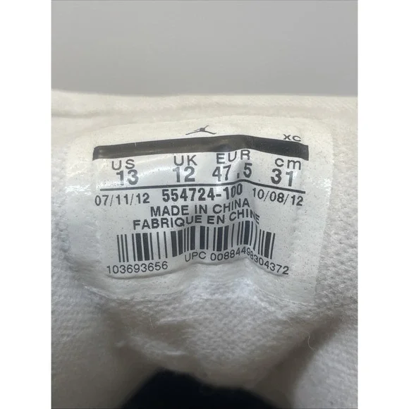 jordan shoes size 13 Us 7-11-12 # 554724-100 10-08-12 Nike AIR - Picture 8 of 9